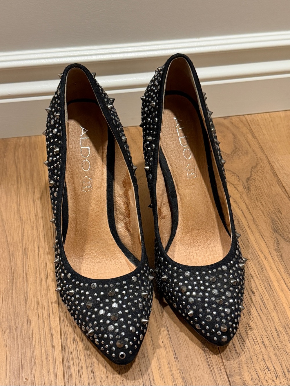 ALDO Black Studded Pointed Toe Heels